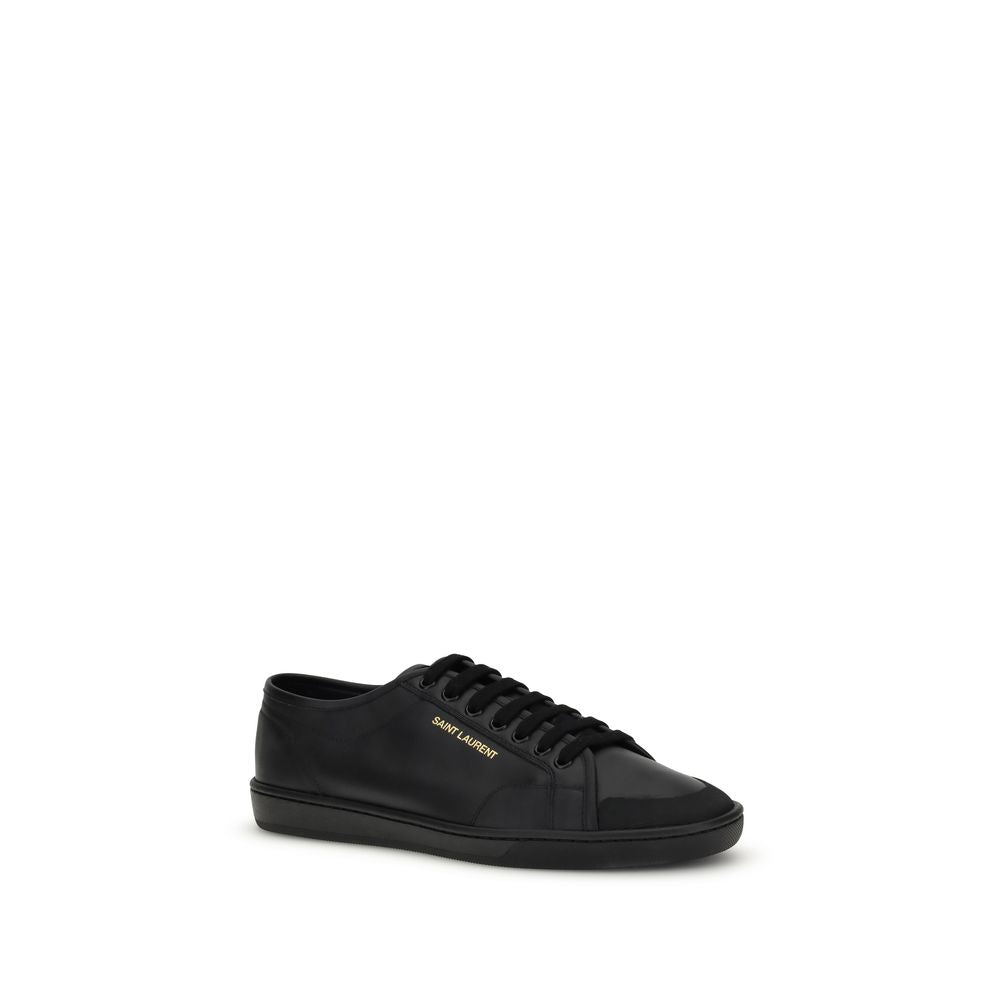 Black Calf Leather Bos Taurus Low Top Sneakers - ventzia