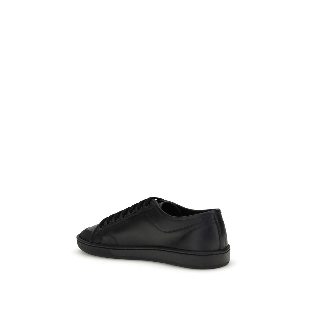 Black Calf Leather Bos Taurus Low Top Sneakers - ventzia