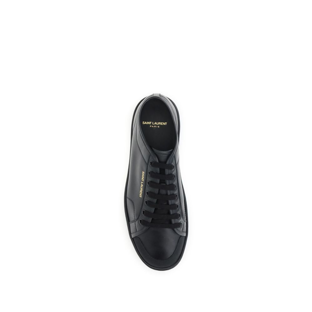 Black Calf Leather Bos Taurus Low Top Sneakers - ventzia