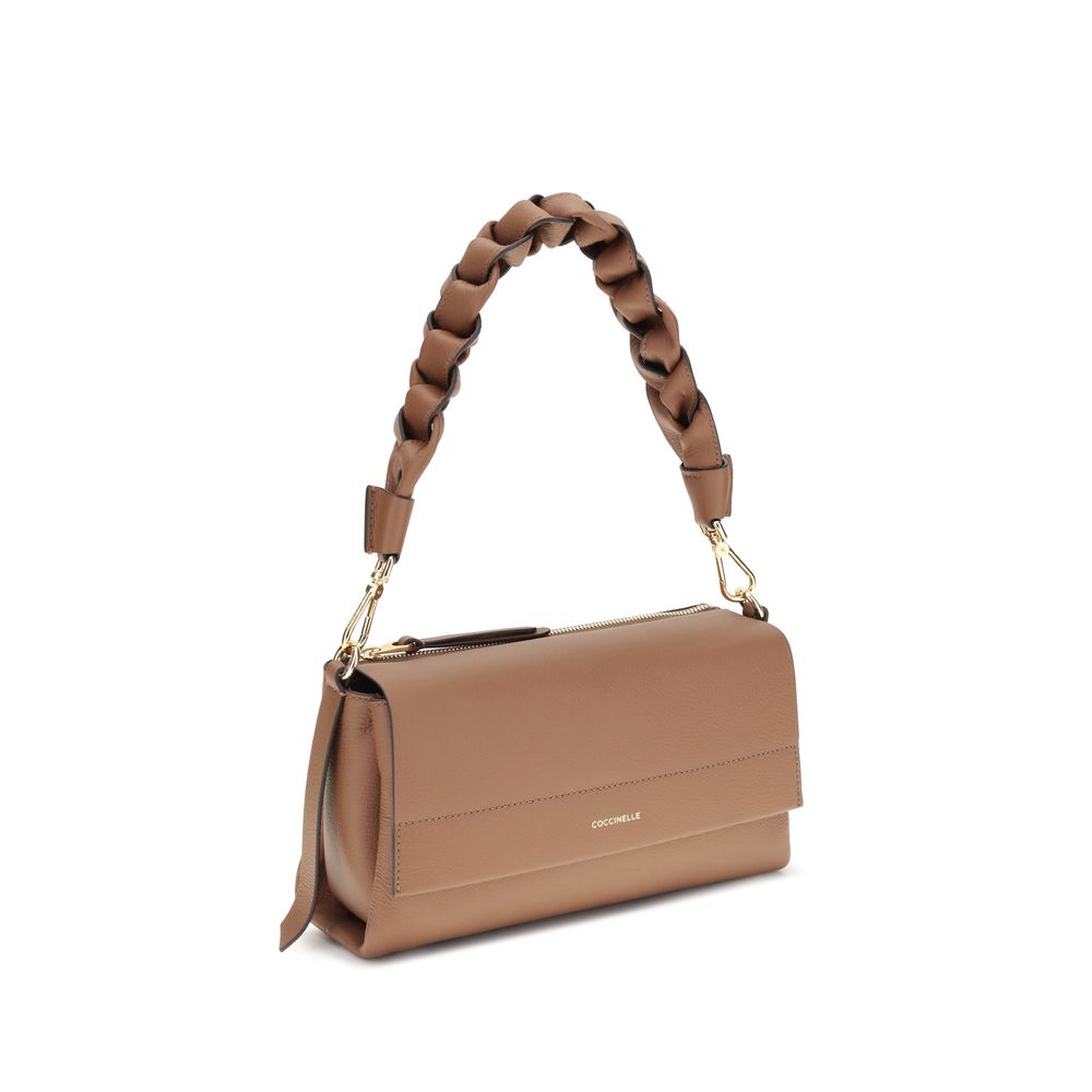 Beige Calf Leather Bos Taurus Shoulder Bag - ventzia