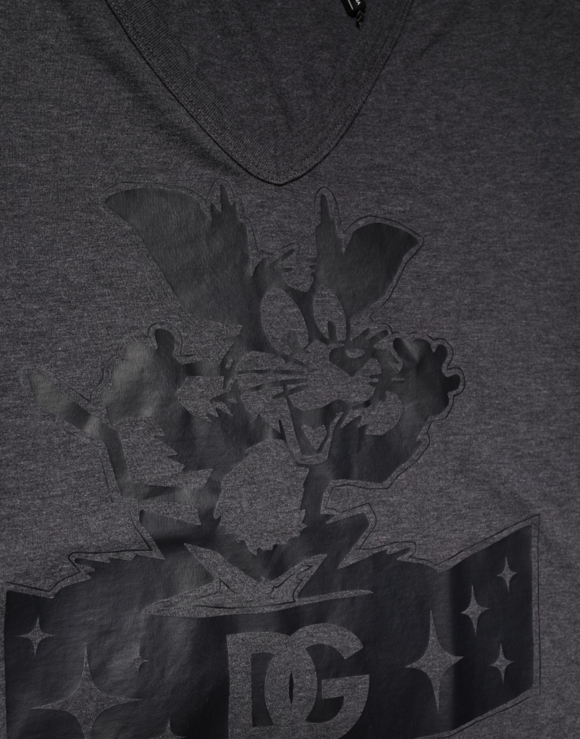 Black Charcoal DG Logo V-Neck Men T-shirt - ventzia