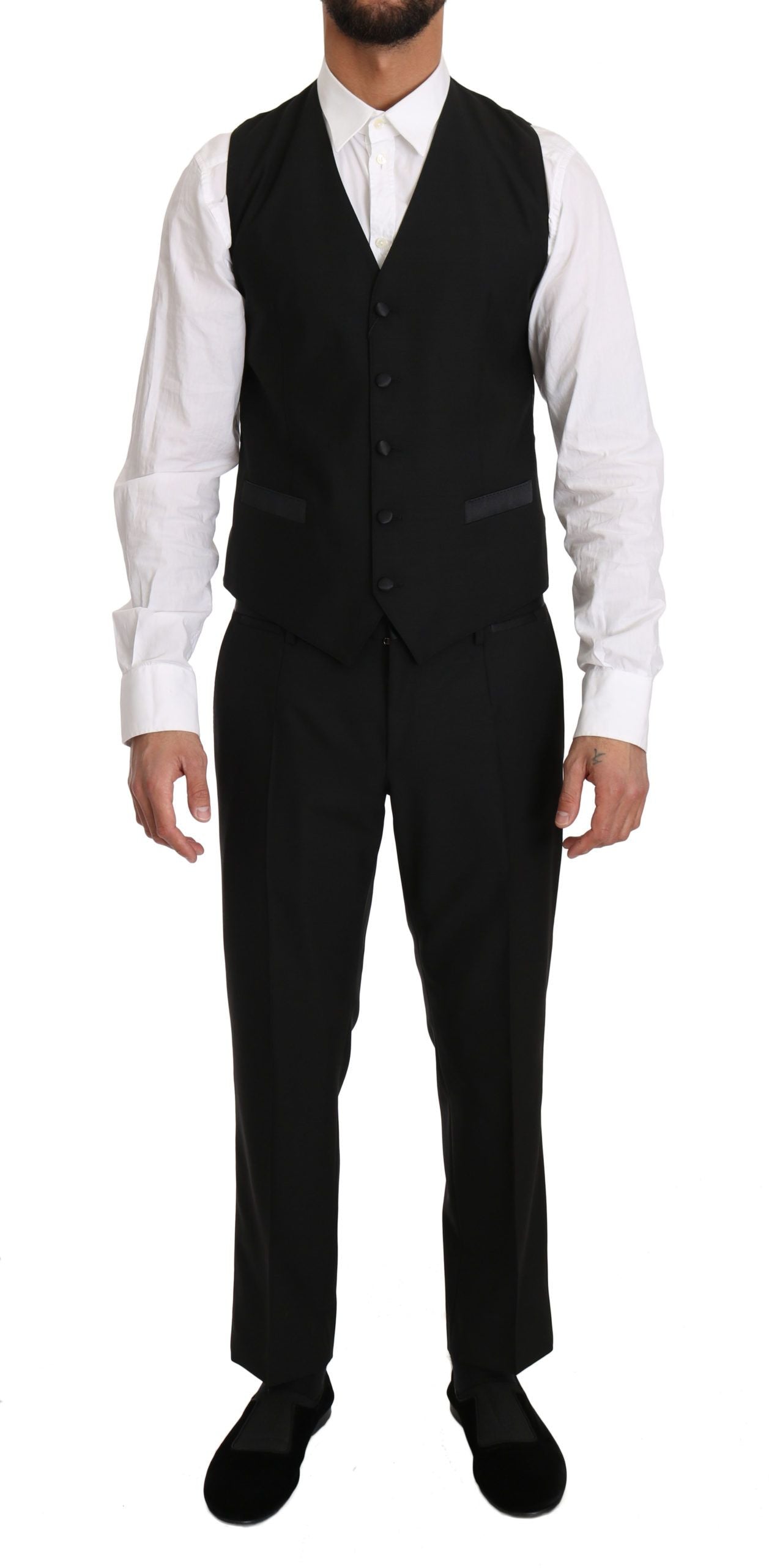 Sleek Black Slim Fit Formal Vest - ventzia