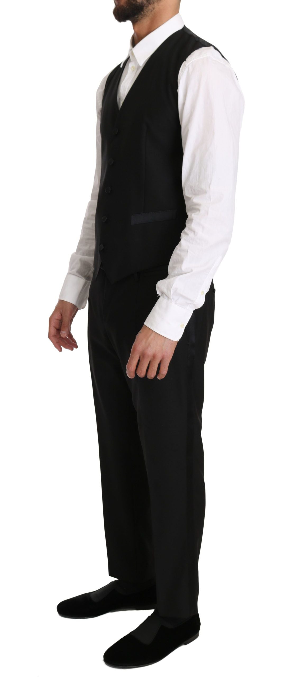 Sleek Black Slim Fit Formal Vest - ventzia