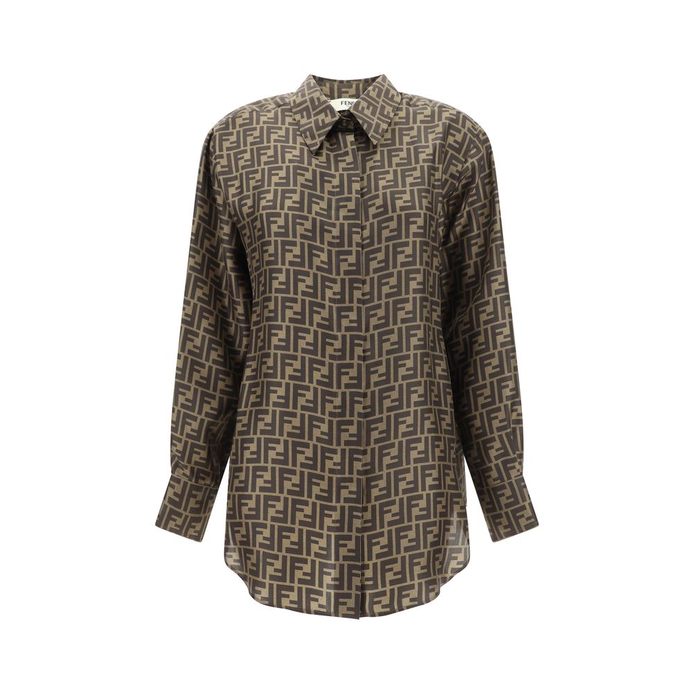 Brown Silk Pattern Shirt - ventzia