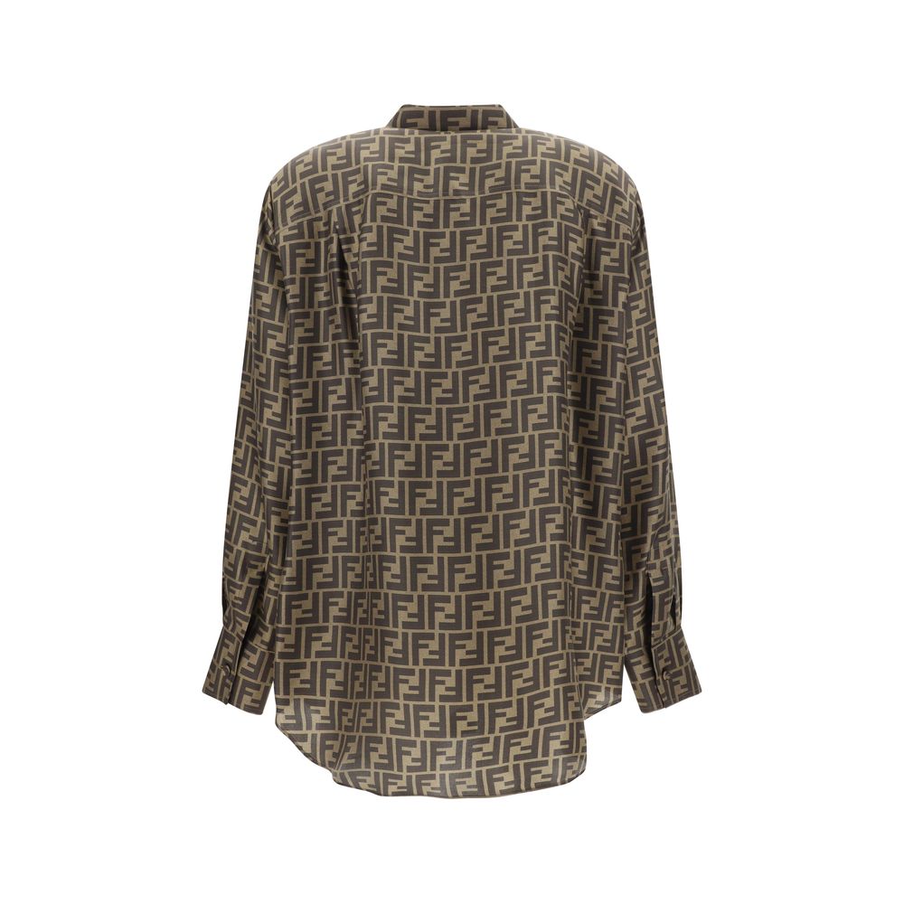 Brown Silk Pattern Shirt - ventzia