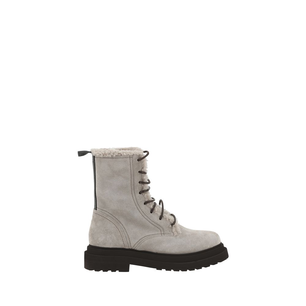 Gray Rubber Lace-Up Boots - ventzia