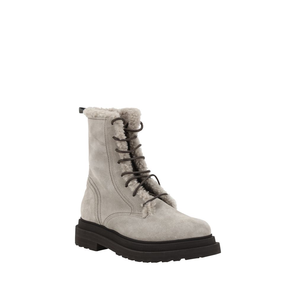 Gray Rubber Lace-Up Boots - ventzia