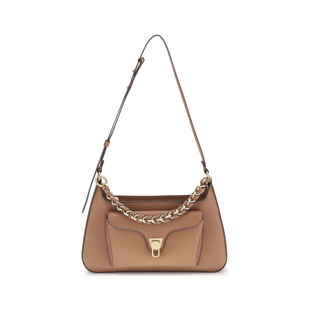 Beige Calf Leather Bos Taurus Shoulder Bag - ventzia