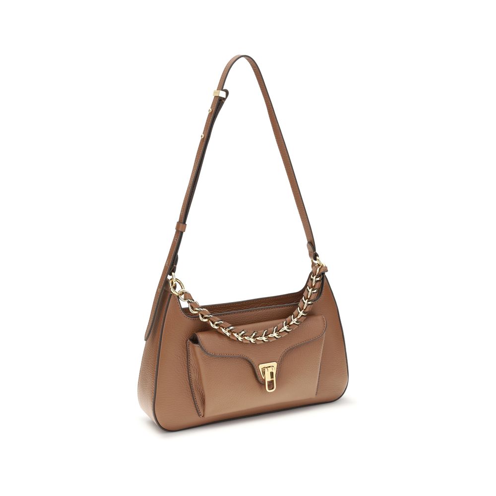Beige Calf Leather Bos Taurus Shoulder Bag - ventzia