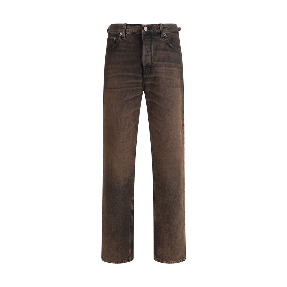 Brown Cotton Relaxed Fit Jeans - ventzia