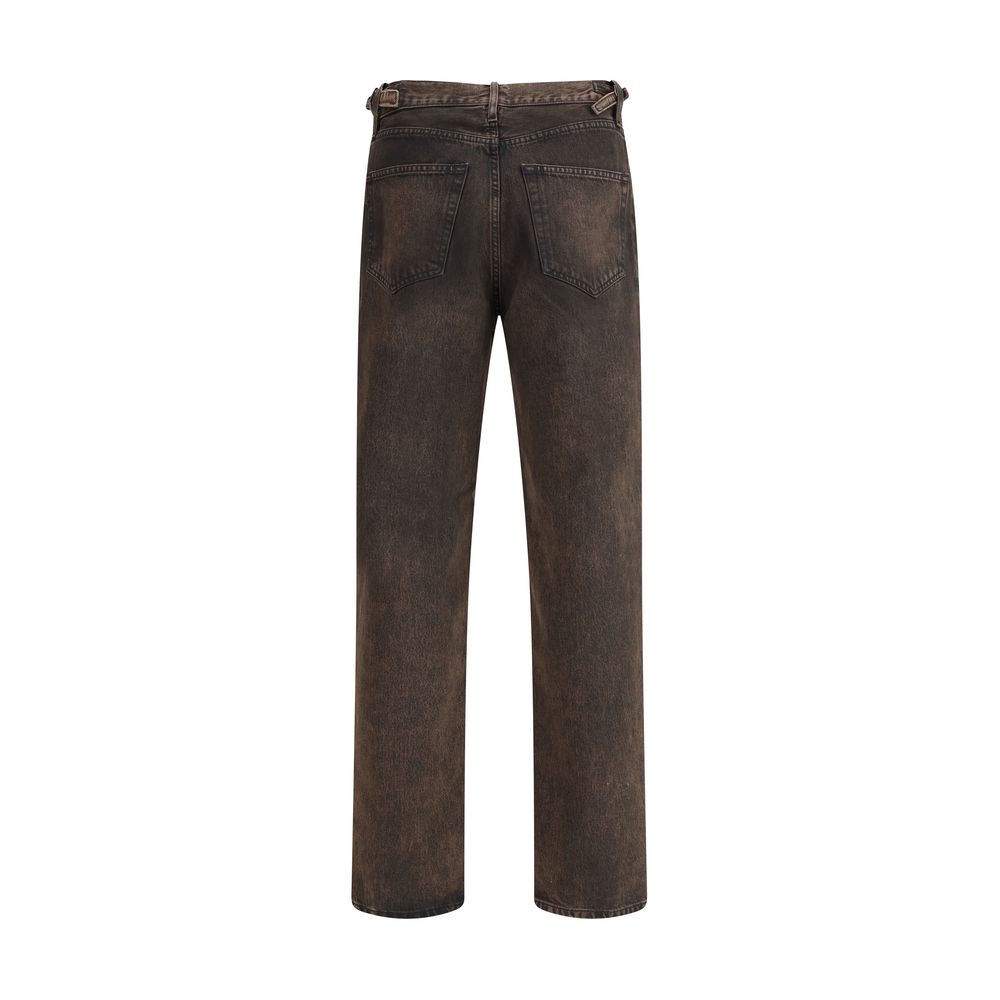 Brown Cotton Relaxed Fit Jeans - ventzia