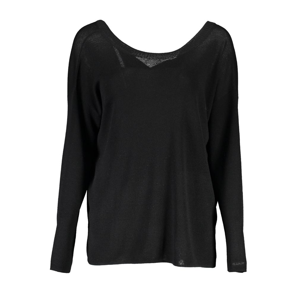 Black Wool Women Sweater - ventzia