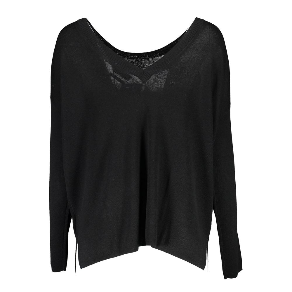 Black Wool Women Sweater - ventzia