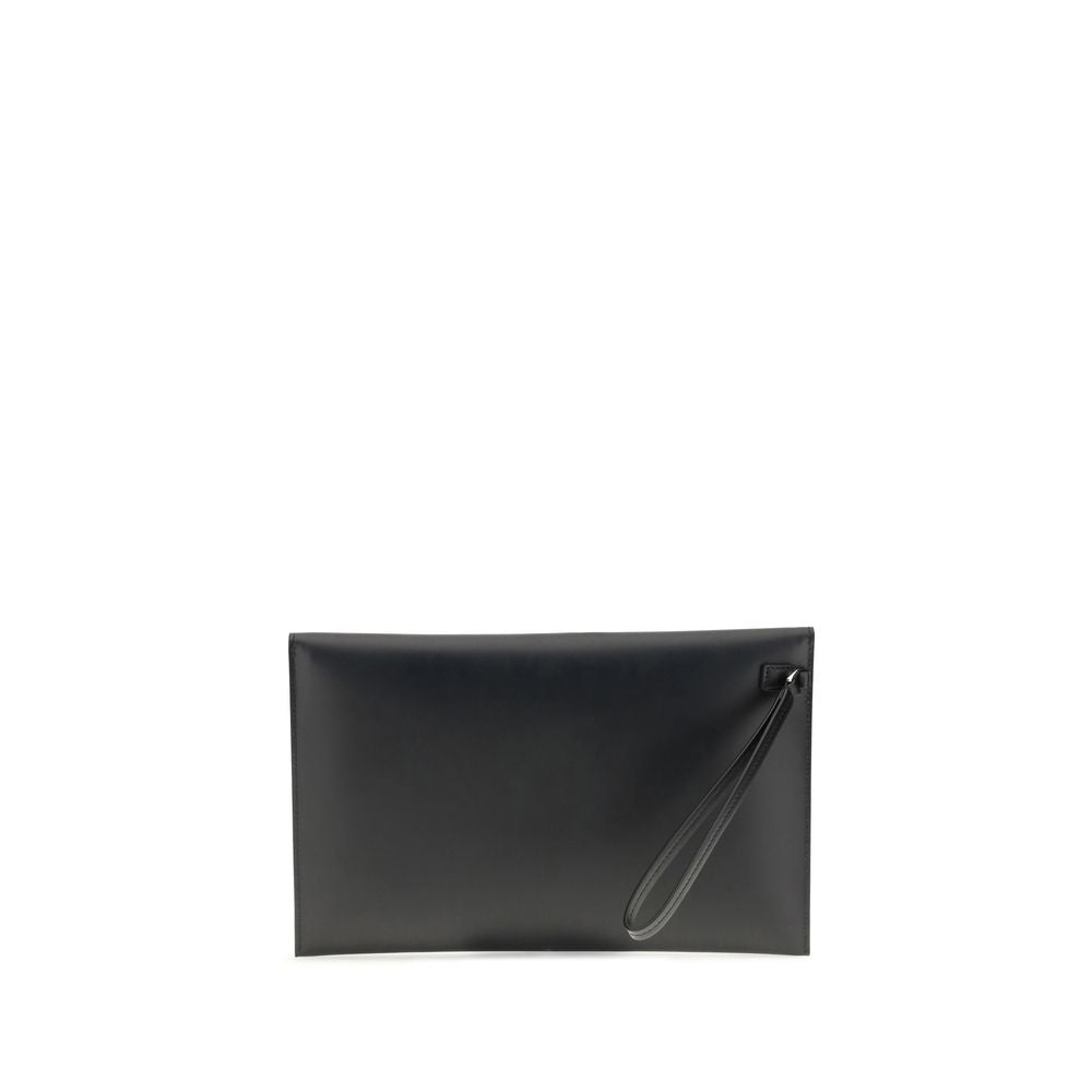 Black Leather Clutch Bag - ventzia