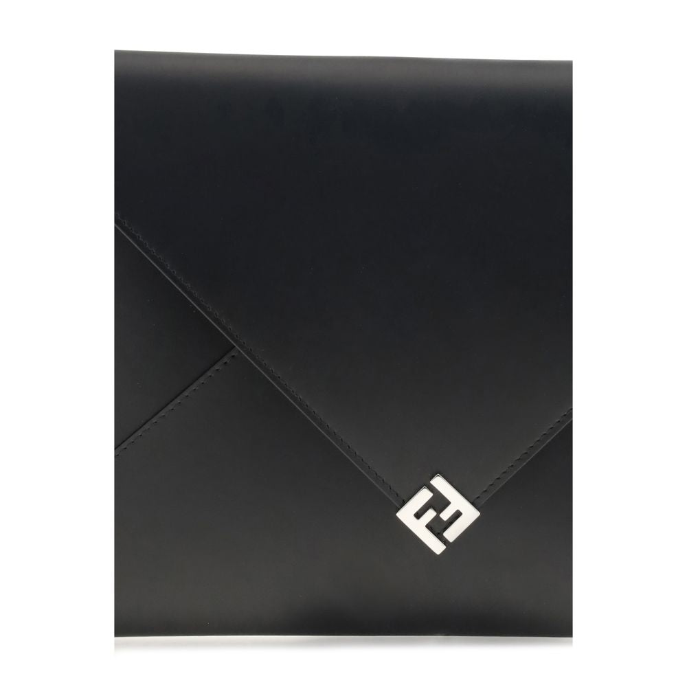 Black Leather Clutch Bag - ventzia