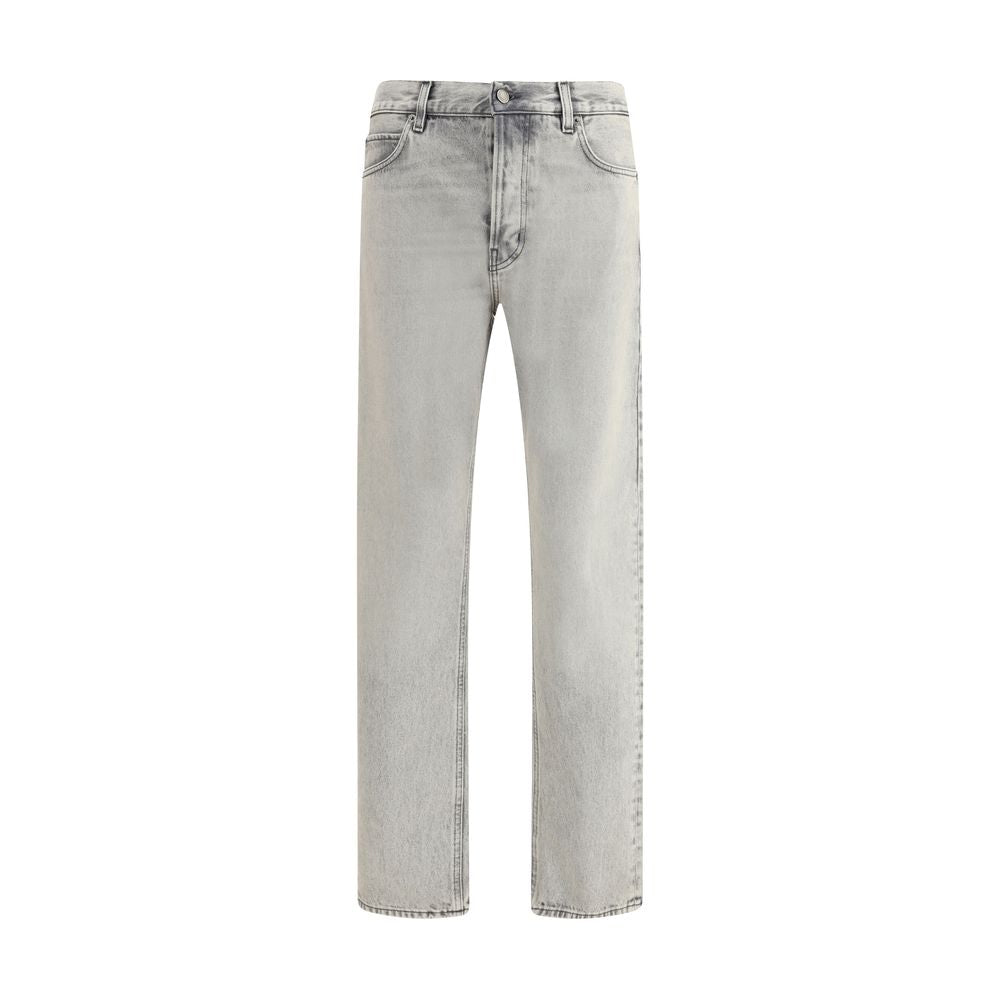 Light Blue Cotton Straight-Leg Jeans - ventzia
