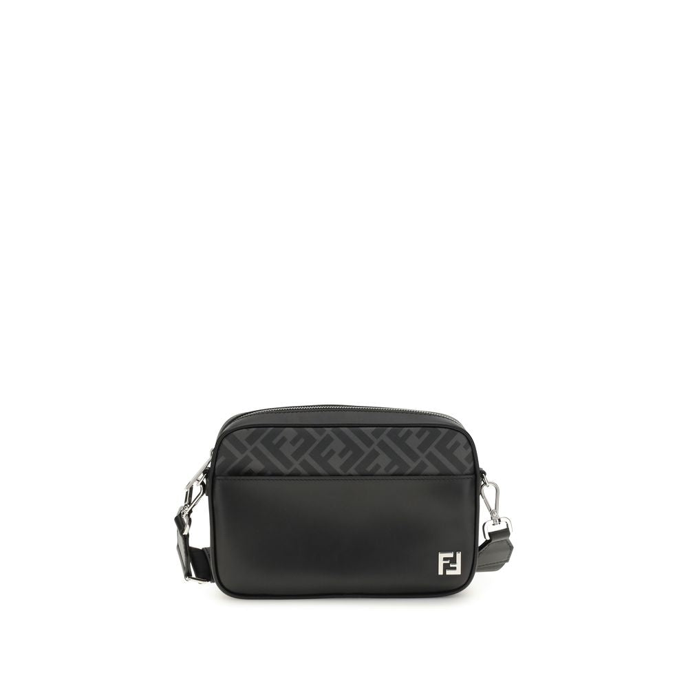 Black Leather Shoulder Bag - ventzia
