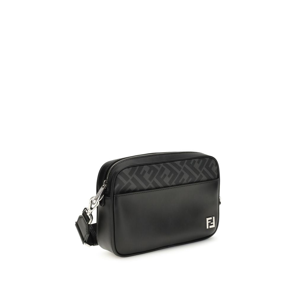 Black Leather Shoulder Bag - ventzia