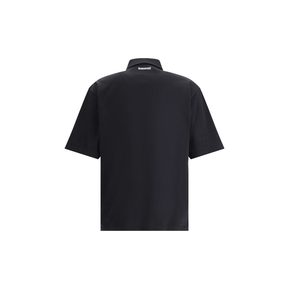 Black Cotton Polo Shirt - ventzia