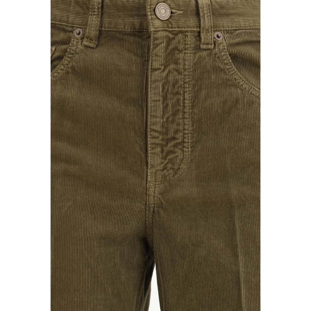 Green Cotton Casual Pants - ventzia