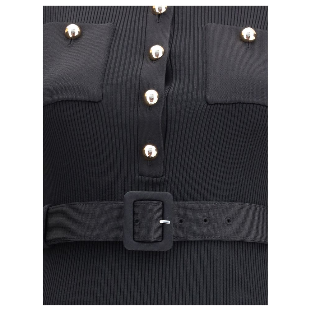 Black Viscose Casual Dress - ventzia