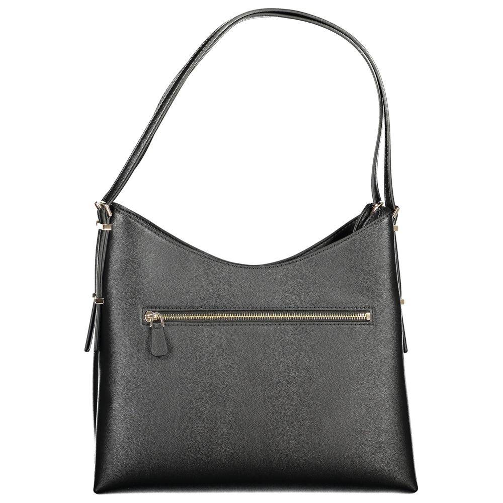 Black Polyurethane Women Handbag - ventzia