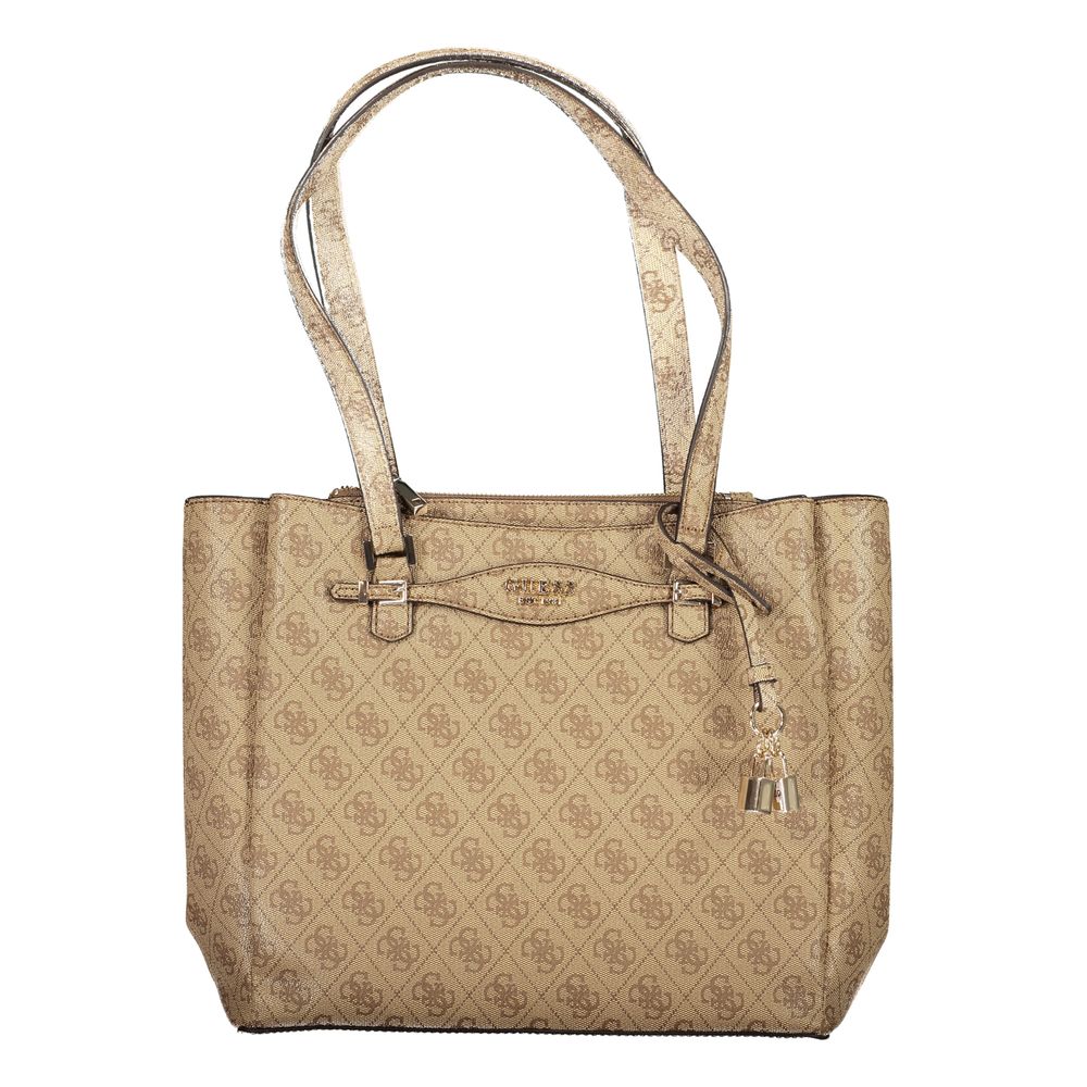 Beige Polyurethane Women Handbag - ventzia