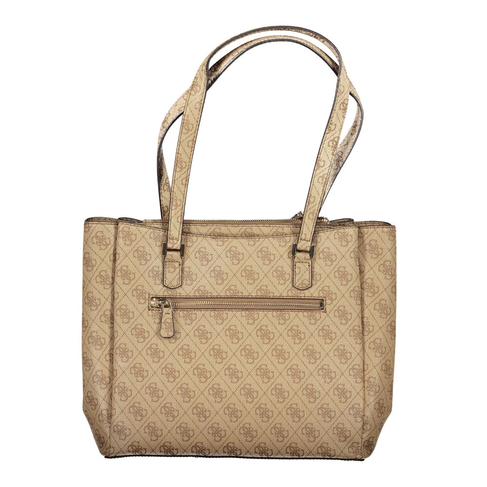 Beige Polyurethane Women Handbag - ventzia