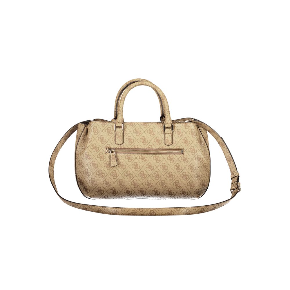 Beige Polyurethane Women Handbag - ventzia