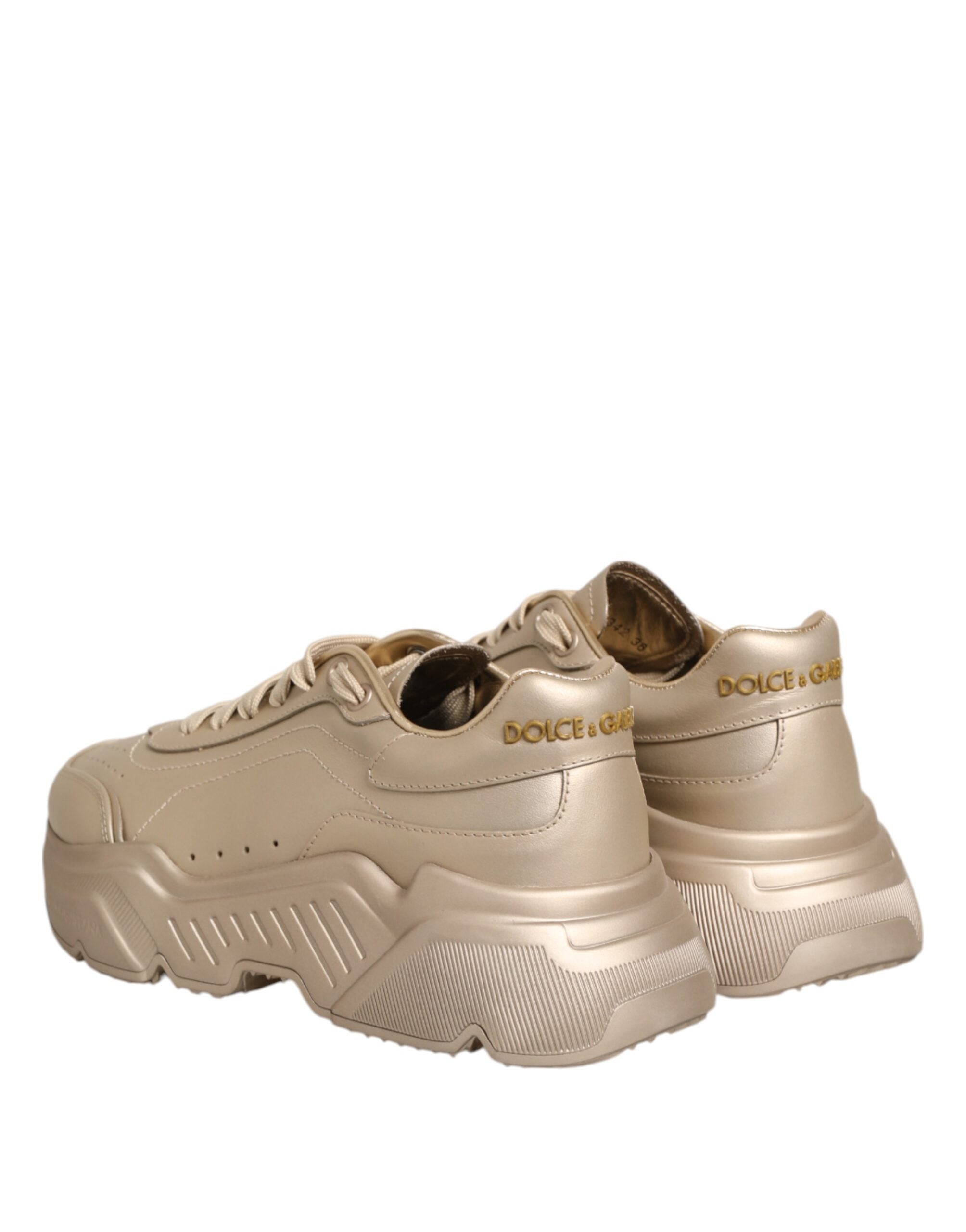 Gold Leather Daymaster Women Sneaker Shoes - ventzia