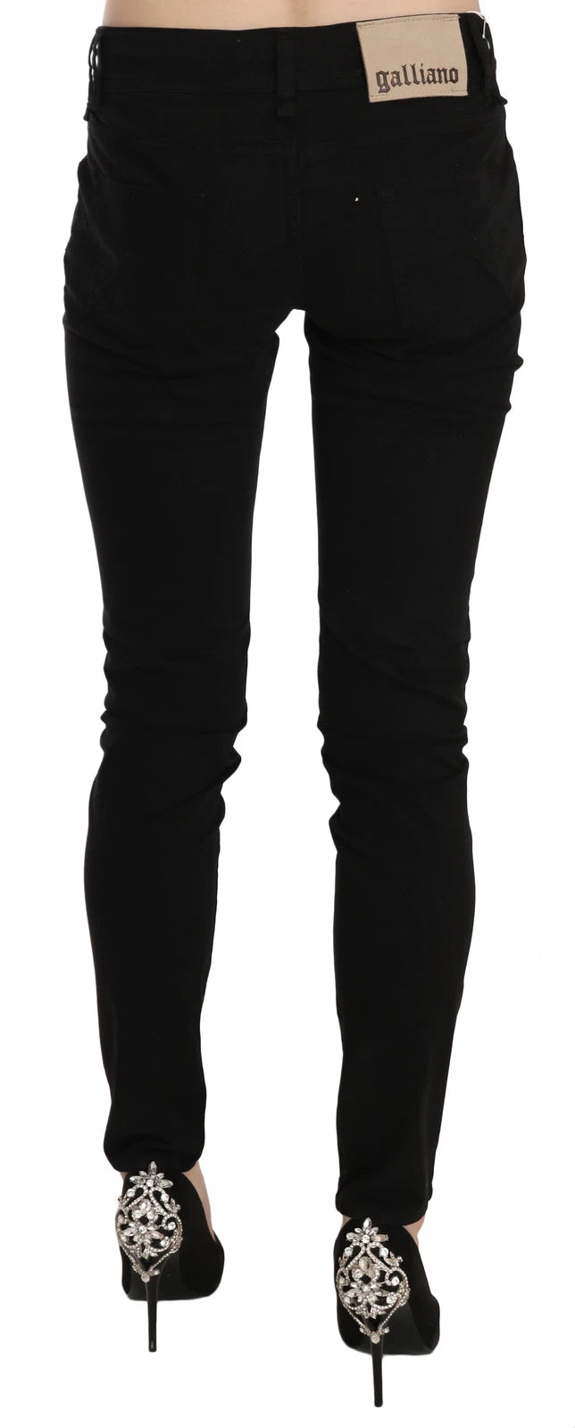 Black Mid Waist Slim Fit Skinny Denim Casual Pants Jeans - ventzia