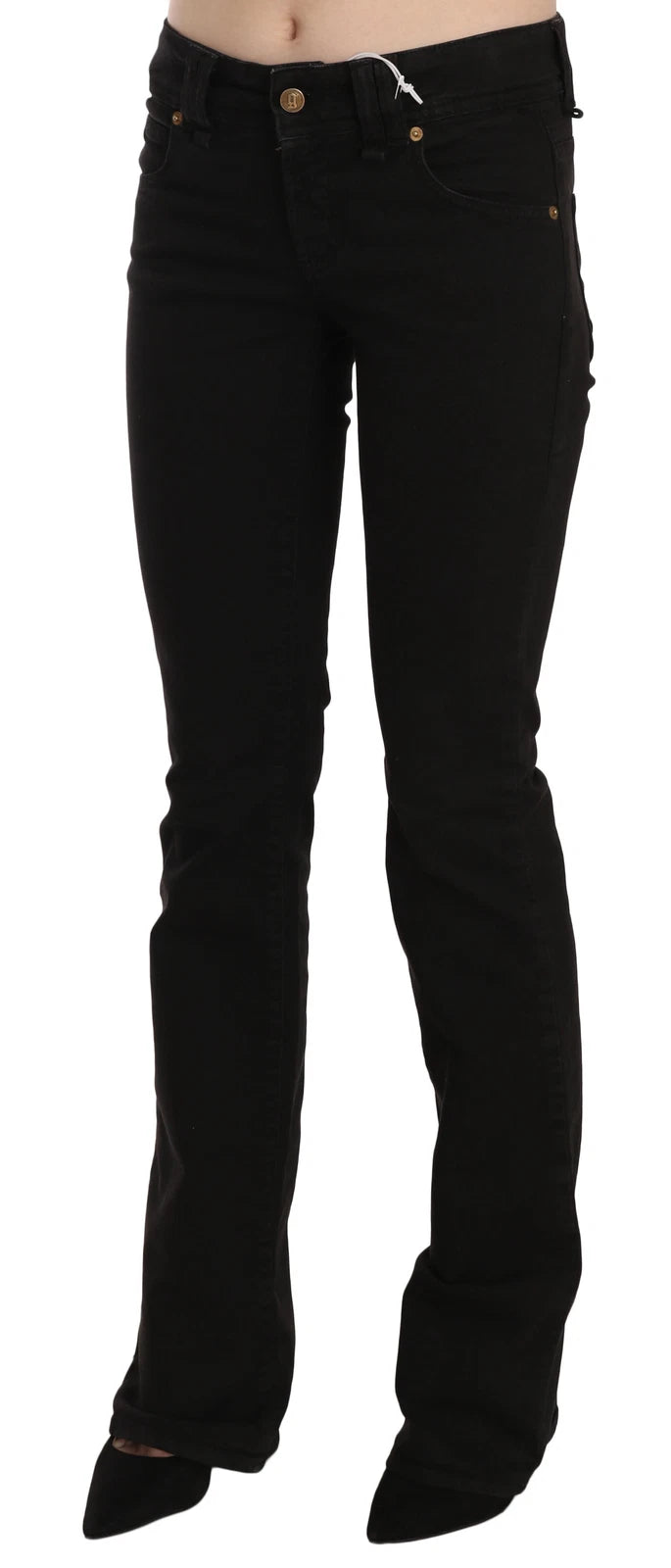 Black Low Waist Slim Leg Skinny Denim Casual Pants Jeans - ventzia