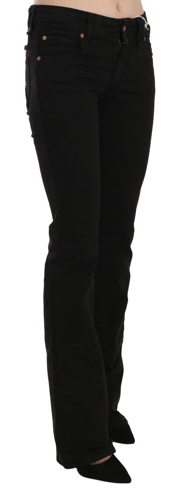 Black Low Waist Slim Leg Skinny Denim Casual Pants Jeans - ventzia