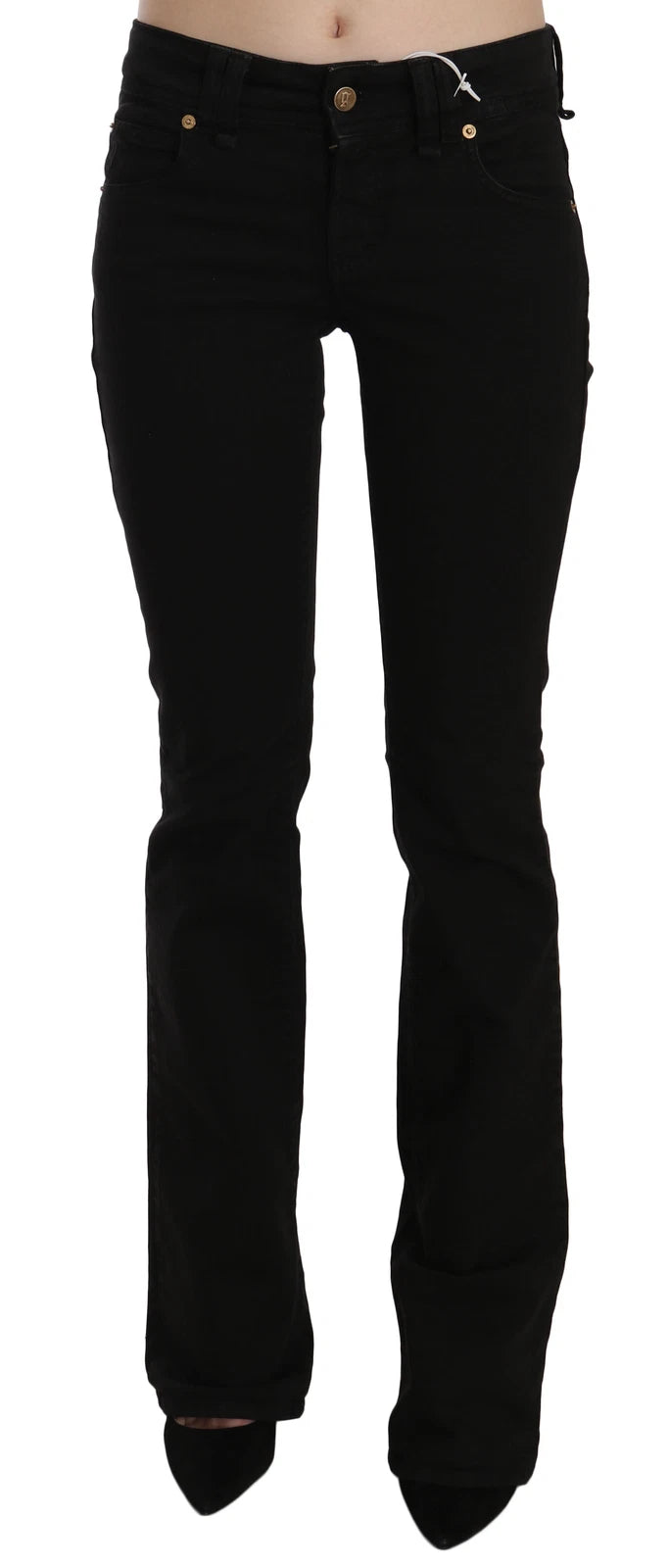 Black Low Waist Slim Leg Skinny Denim Casual Pants Jeans - ventzia