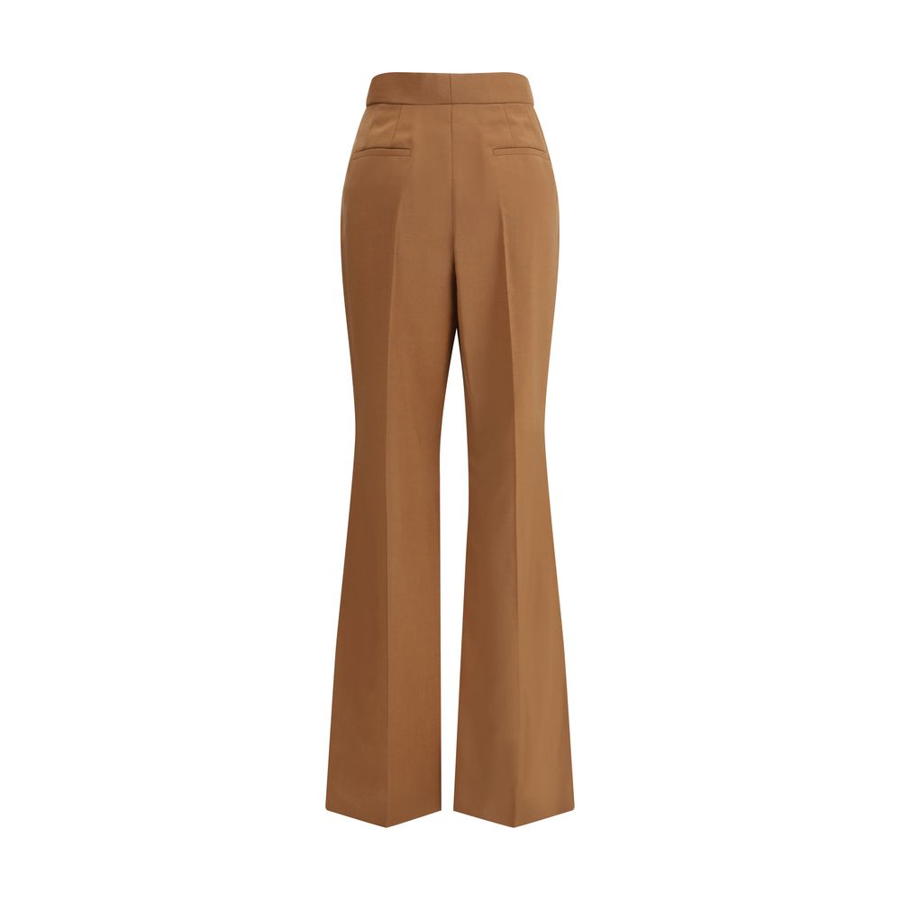 Brown Wool Flared Pants - ventzia