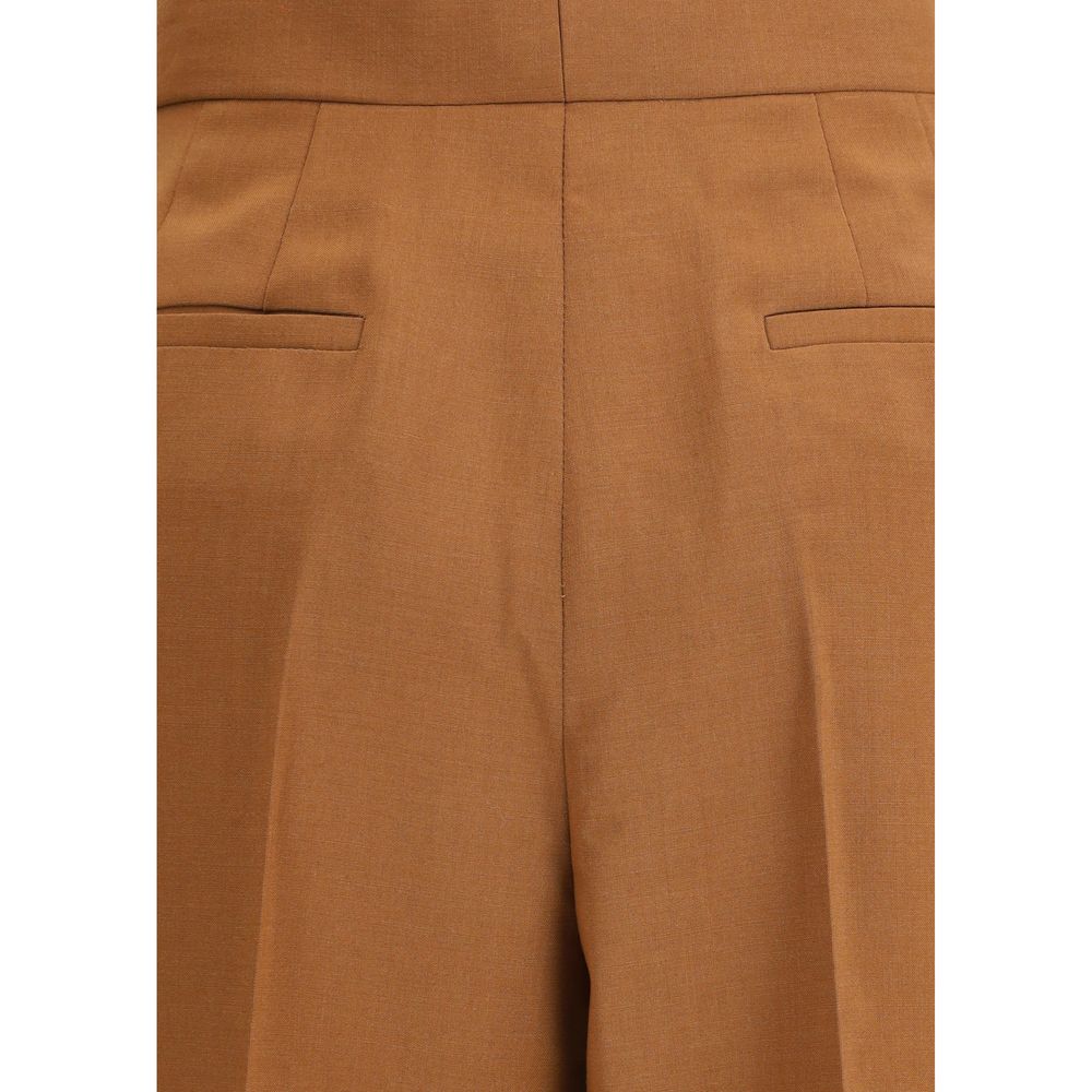 Brown Wool Flared Pants - ventzia