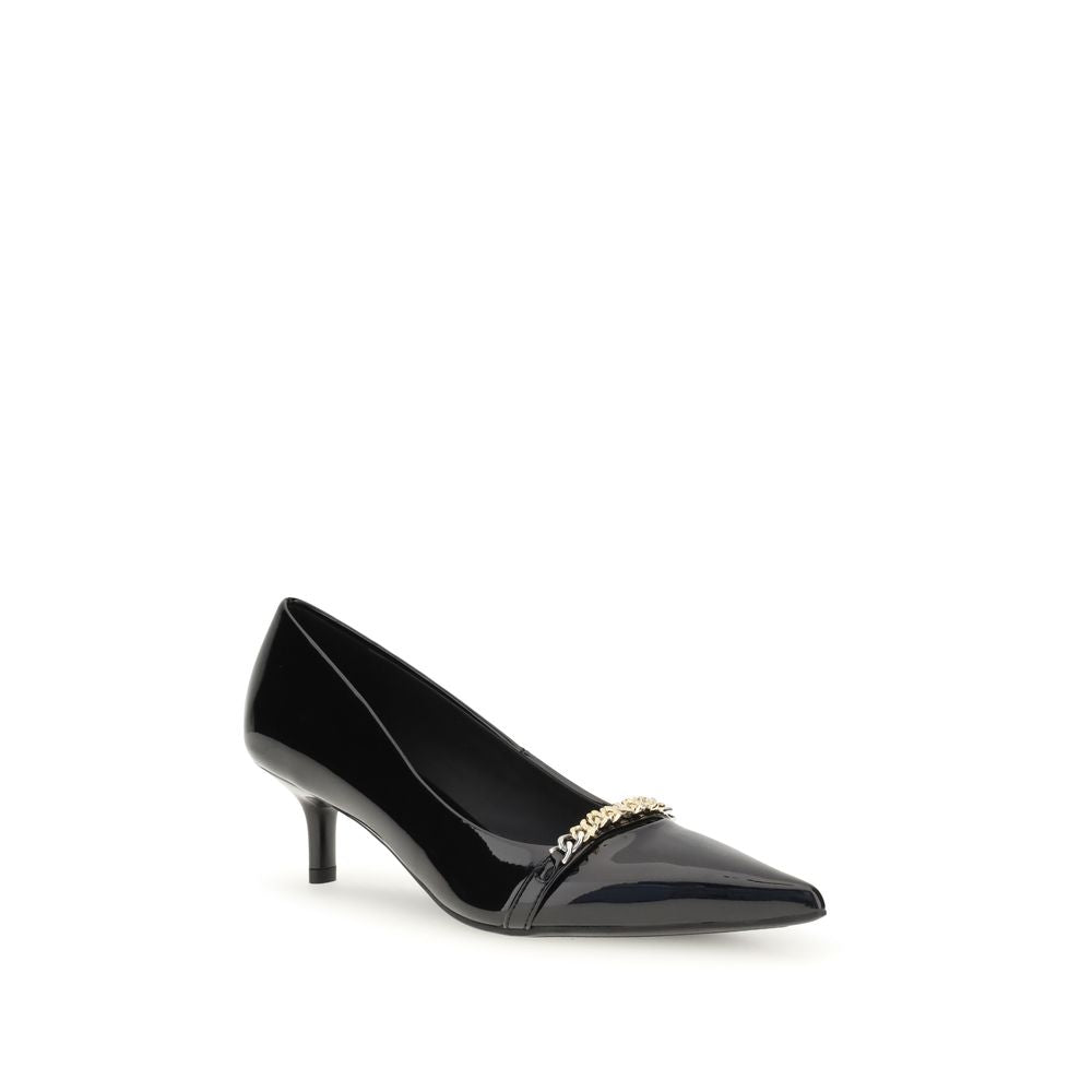 Black Calf Leather Bos Taurus Mid Heel Pumps - ventzia