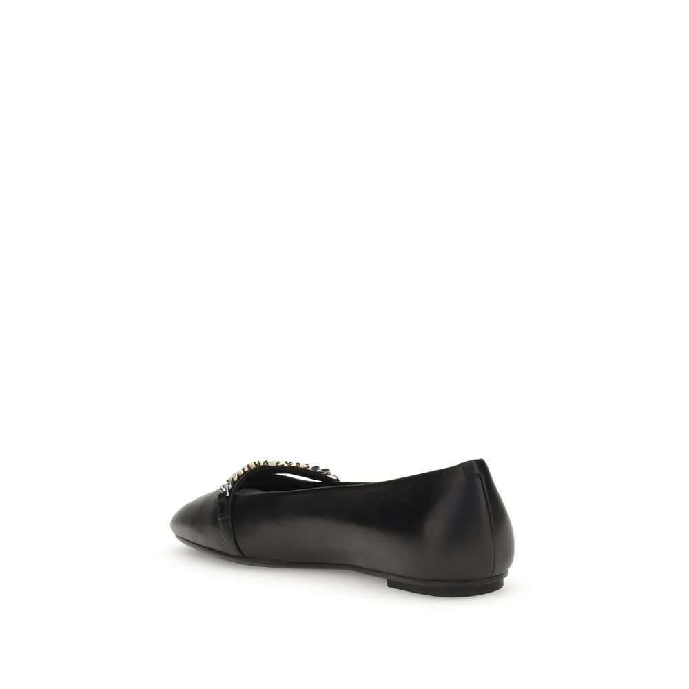 Black Calf Leather Bos Taurus Ballet Flats - ventzia