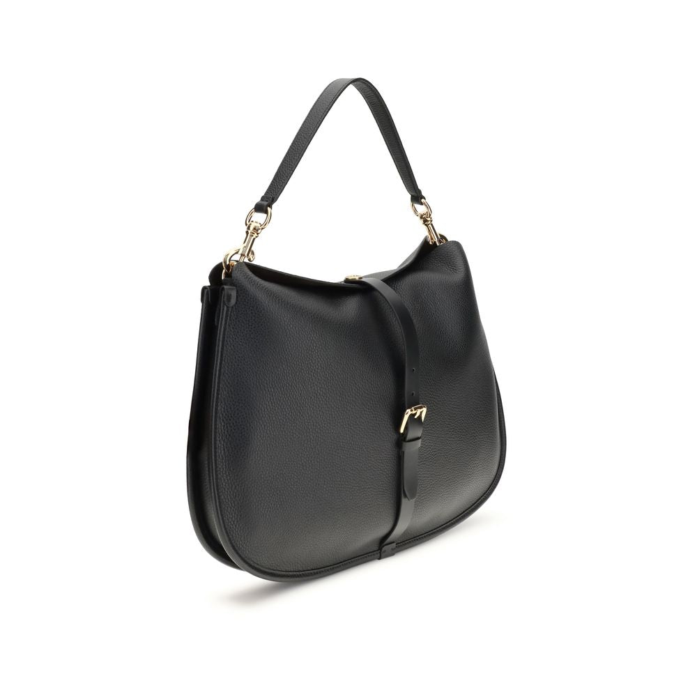 Black Calf Leather Bos Taurus Shoulder Bag - ventzia