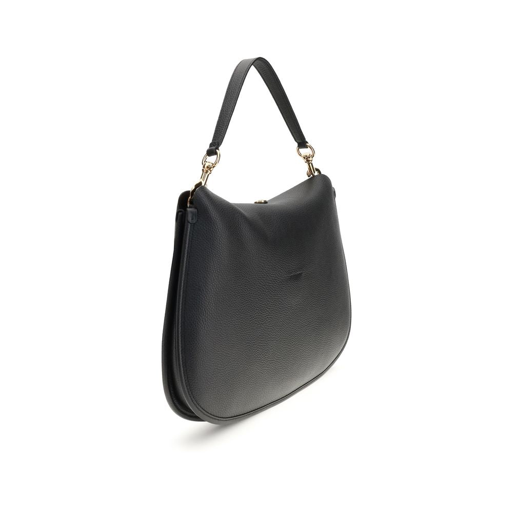 Black Calf Leather Bos Taurus Shoulder Bag - ventzia
