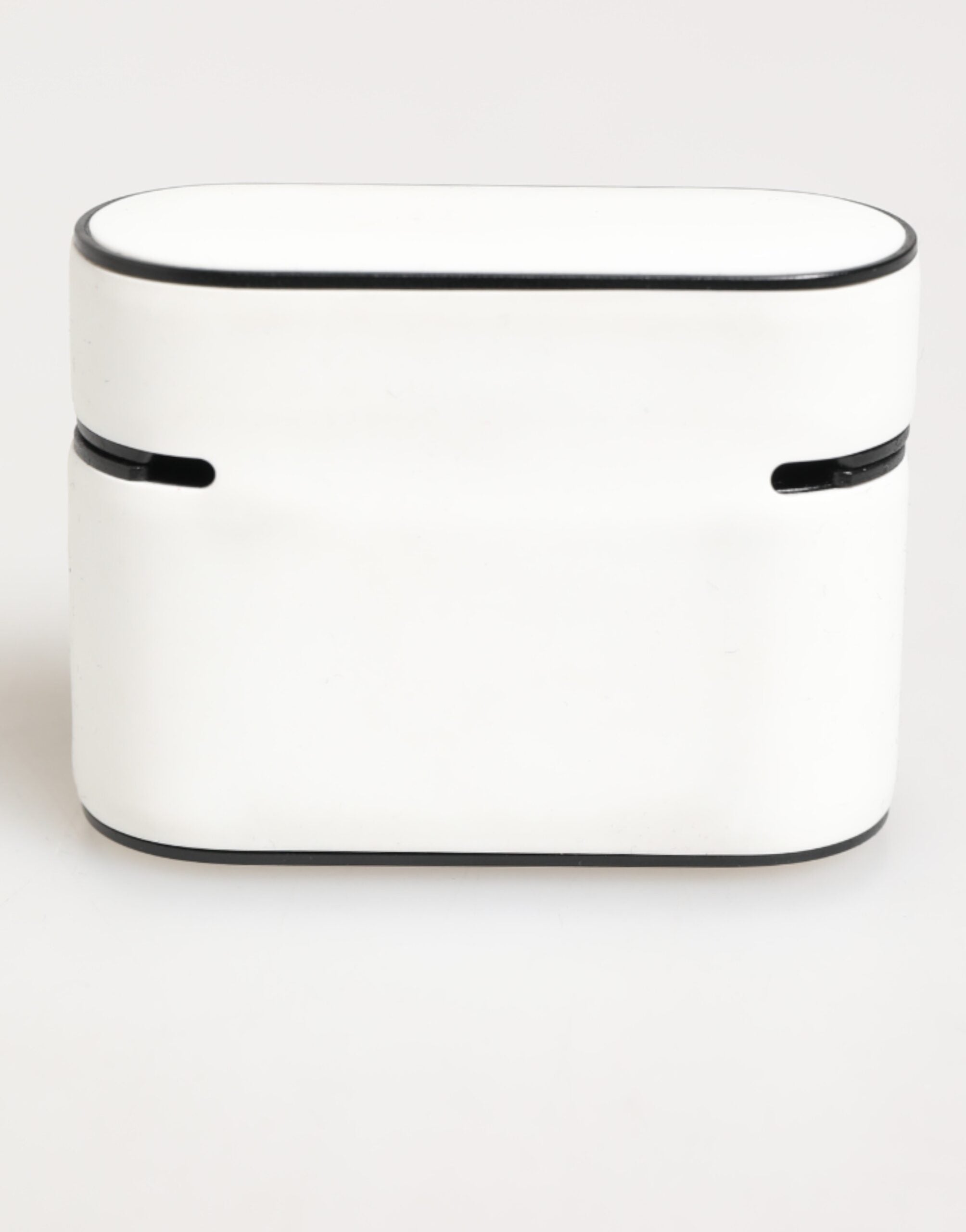 White Black Rubber Logo Embossed Accessory Airpods Case - ventzia