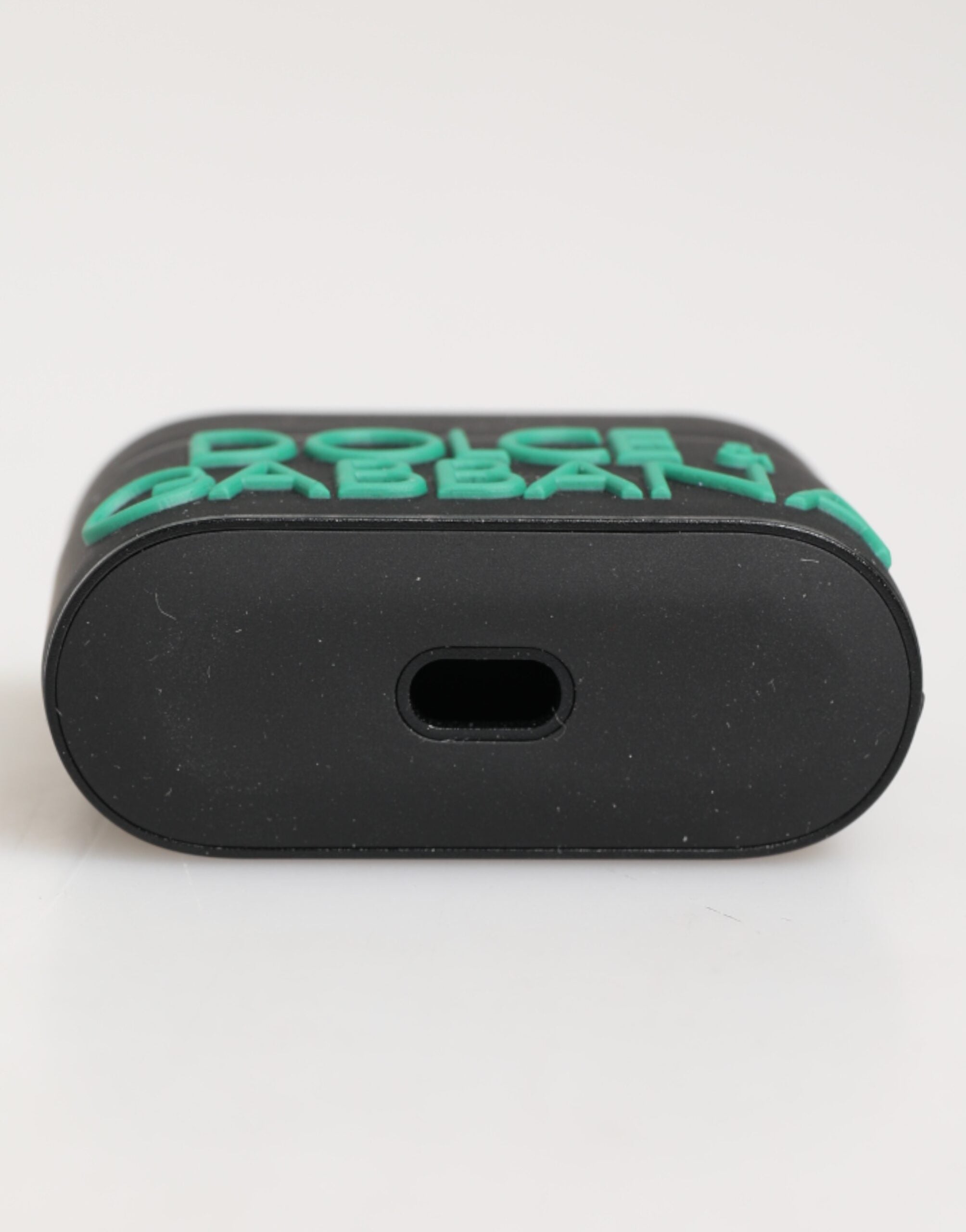 Black Mint Rubber Logo Embossed Accessory Airpods Case - ventzia