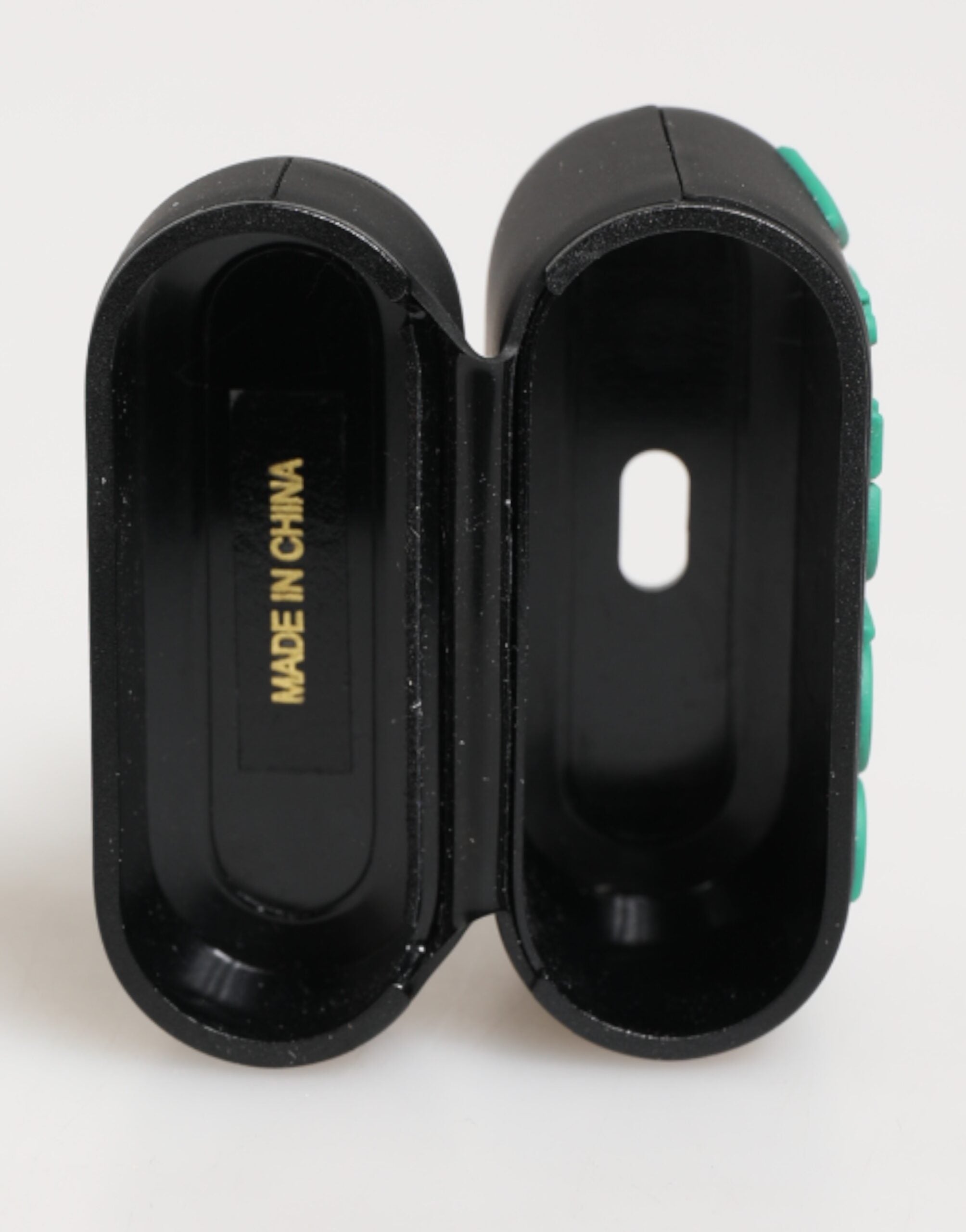 Black Mint Rubber Logo Embossed Accessory Airpods Case - ventzia