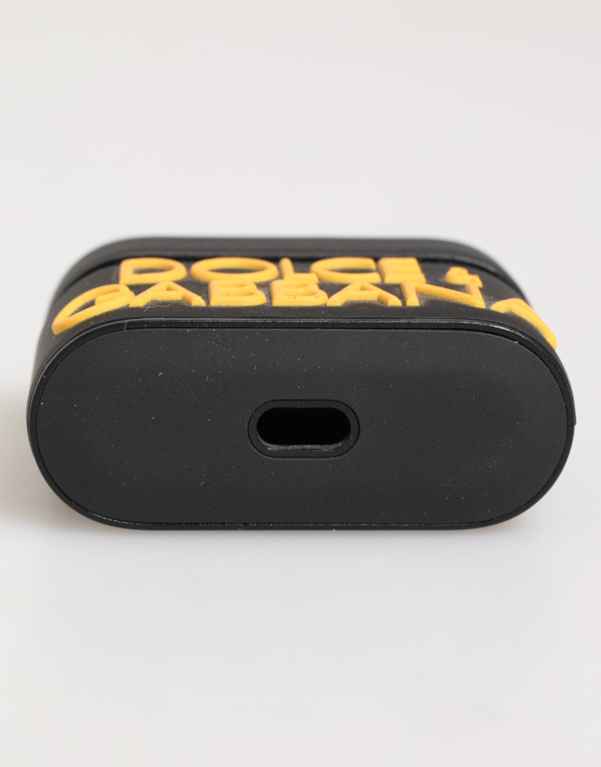 Black Yellow Rubber Logo Embossed Accessory Airpods Case - ventzia
