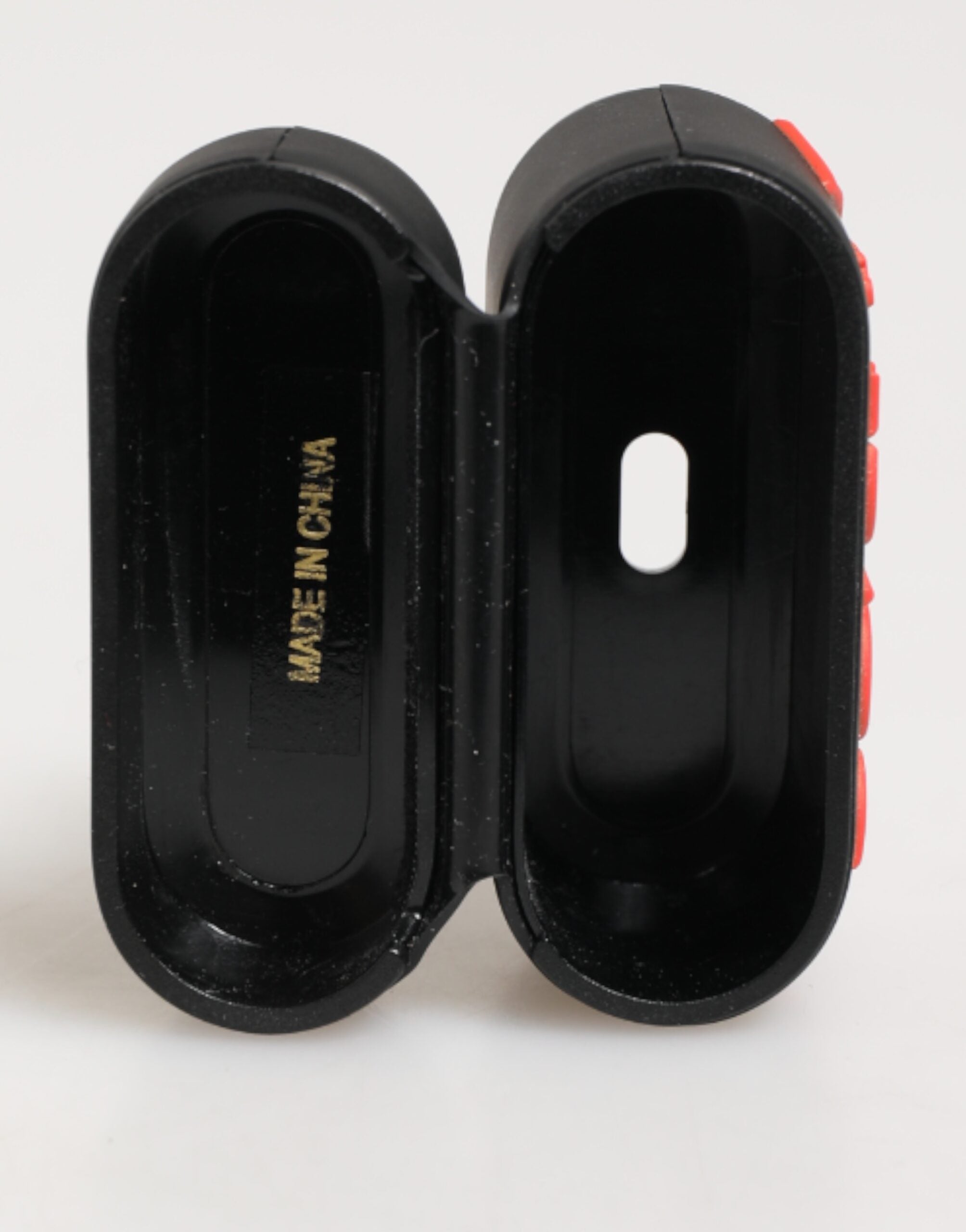 Black Orange Rubber Logo Embossed Accessory Airpods Case - ventzia