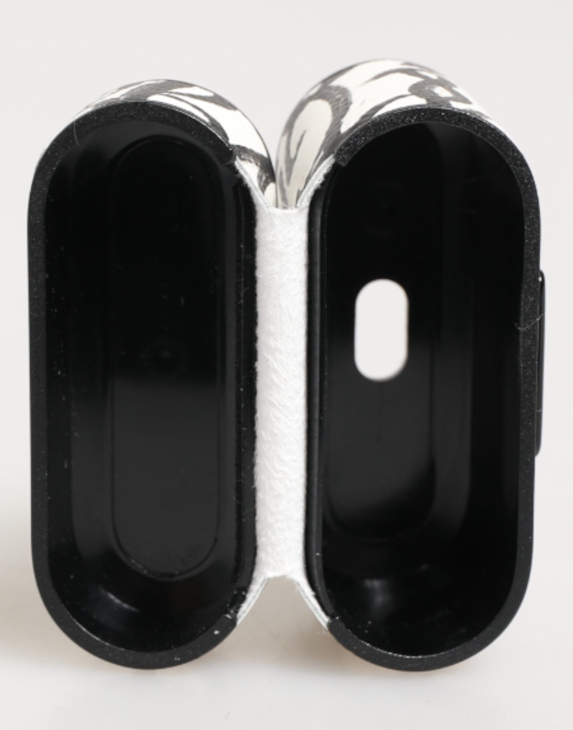 Black White Leather Monogram Print Logo Holder Airpods Case - ventzia