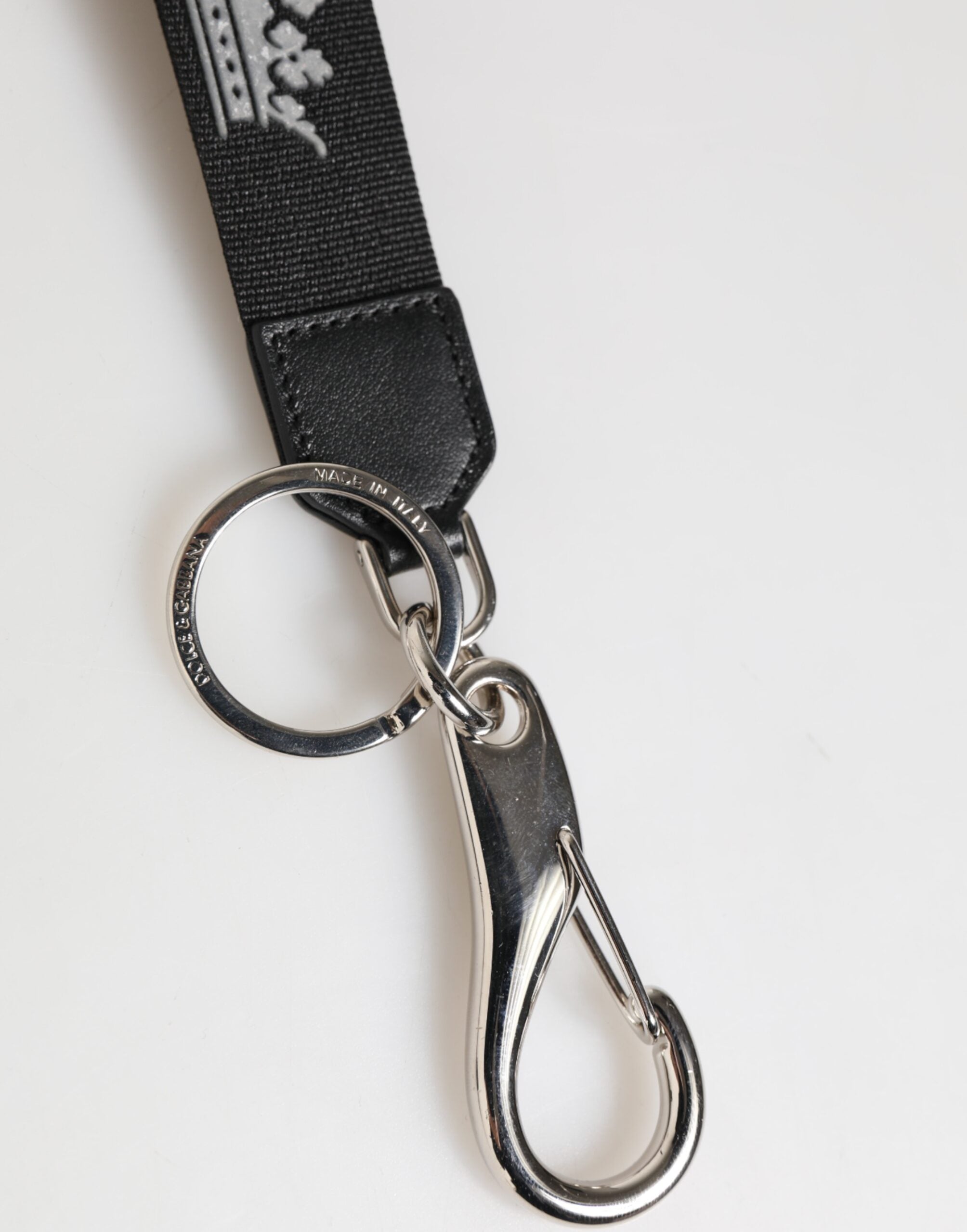 Black Silver Nylon DG Crown Men's Holder Keychain Keyring - ventzia