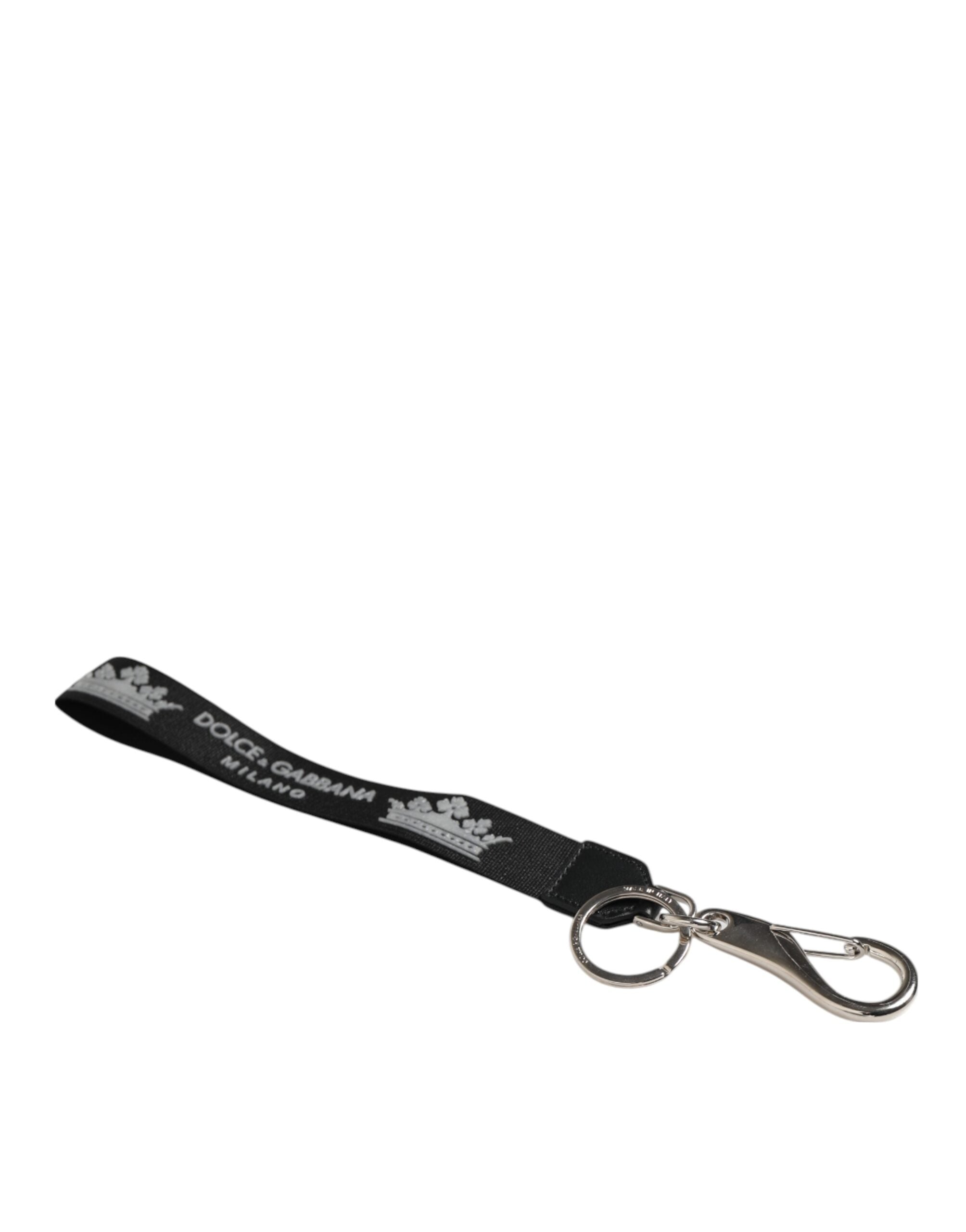 Black Silver Nylon DG Crown Men's Holder Keychain Keyring - ventzia