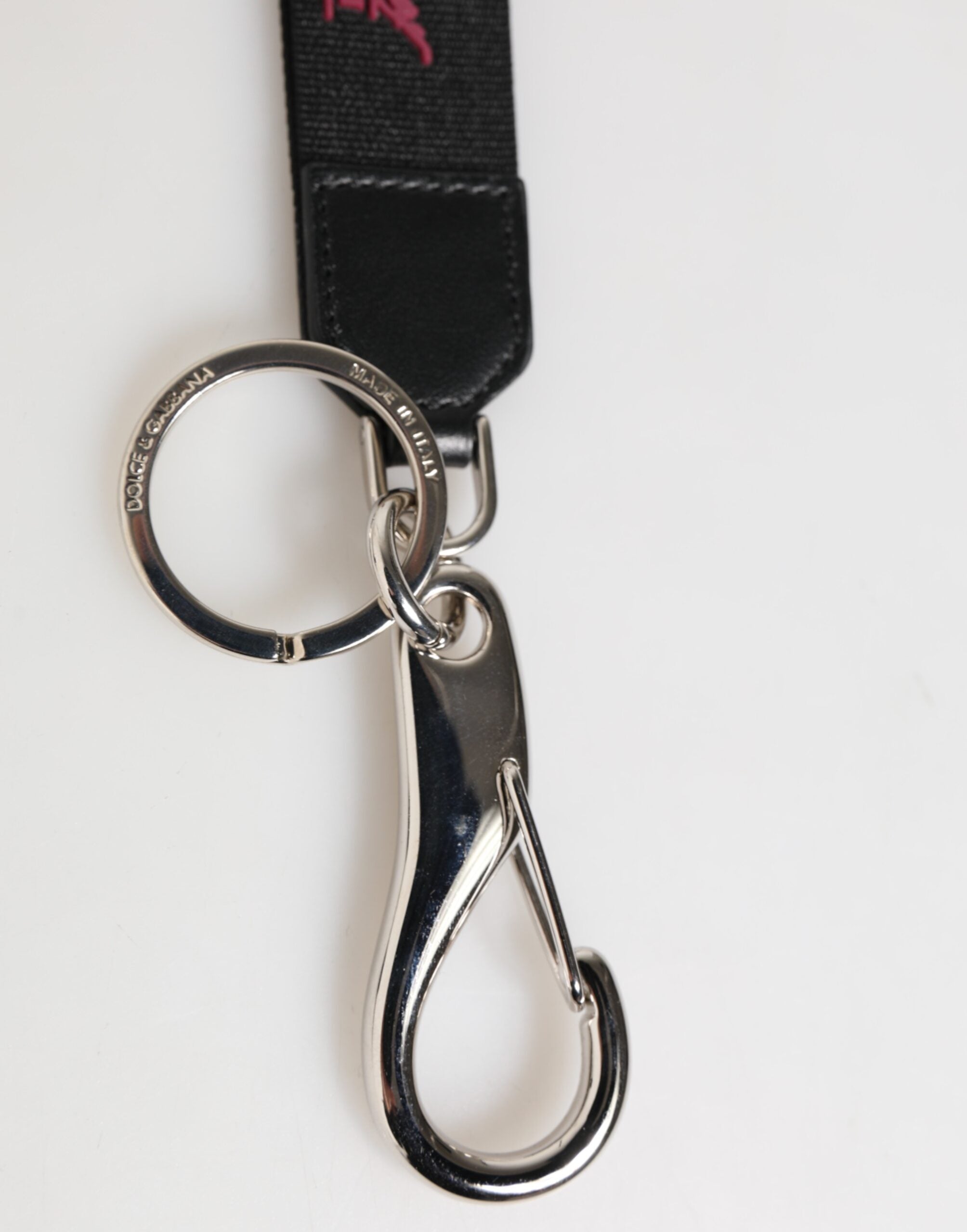 Black Burgundy Nylon DG Logo Crown Holder Keychain Keyring - ventzia