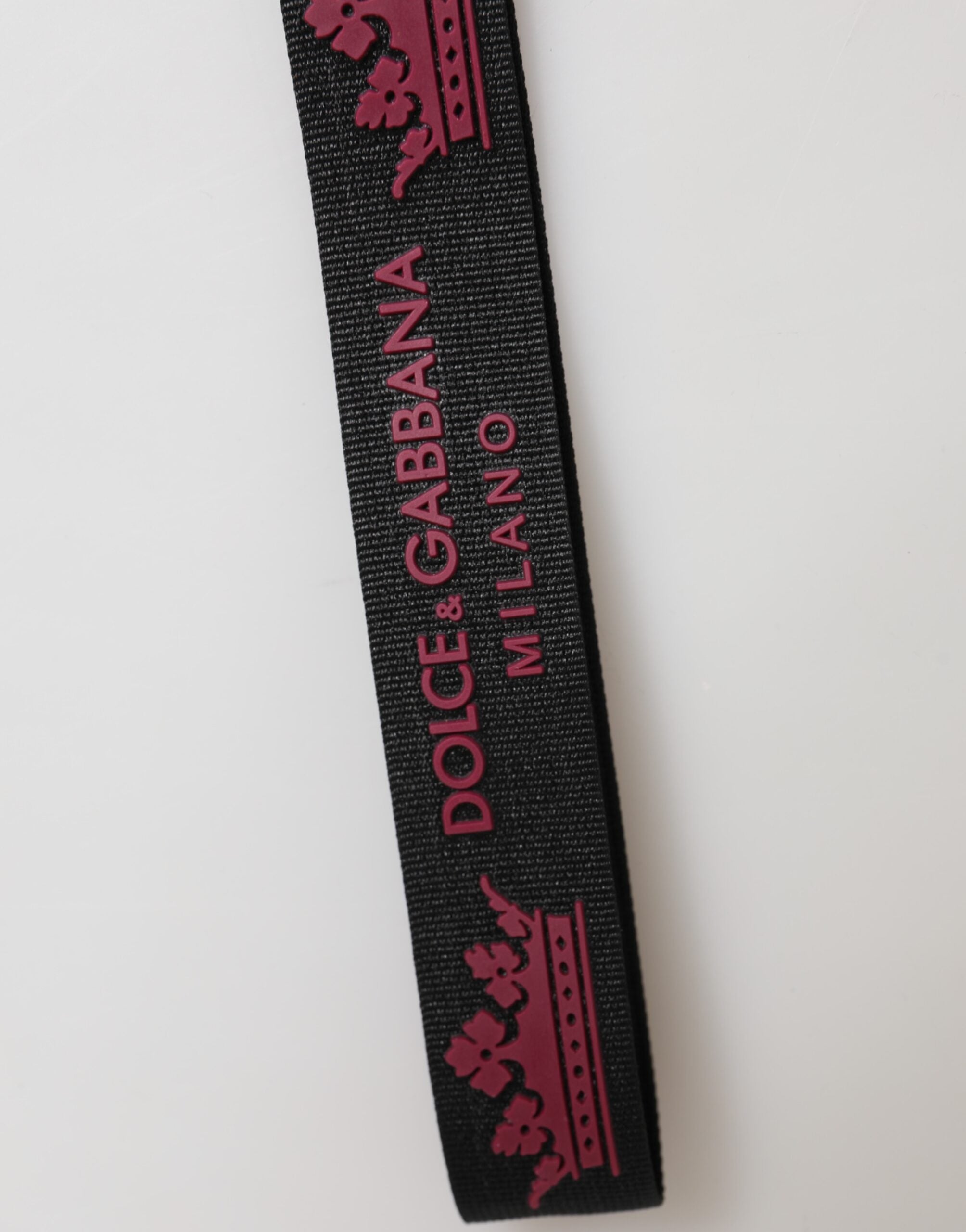 Black Burgundy Nylon DG Logo Crown Holder Keychain Keyring - ventzia